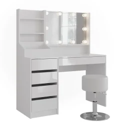 Schminktisch Sherry Weiß/Weiß Hochglanz 119.8 cm 4 Teile Vicco