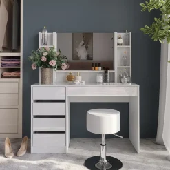 Schminktisch Sherry Weiß/Weiß Hochglanz 119.8 cm 5 Teile Vicco