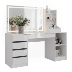 Schminktisch Sherry Weiß/Weiß Hochglanz 158.2 cm 3 Teile Vicco