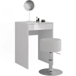 Schminktisch Sherry Weiß/Weiß Hochglanz 51.4 cm mit Hocker Vicco