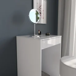 Schminktisch Sherry Weiß/Weiß Hochglanz 51.4 cm mit Hocker Vicco