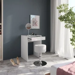 Schminktisch Sherry Weiß/Weiß Hochglanz 51.4 cm mit Hocker Vicco