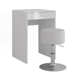 Schminktisch Sherry Weiß/Weiß Hochglanz 51.4 cm mit Hocker Vicco