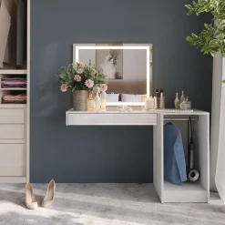 Schminktisch Sherry Weiß/Weiß Hochglanz 120 cm 3 Teile Vicco