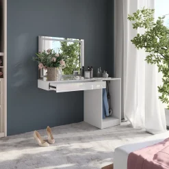 Schminktisch Sherry Weiß/Weiß Hochglanz 120 cm 3 Teile Vicco