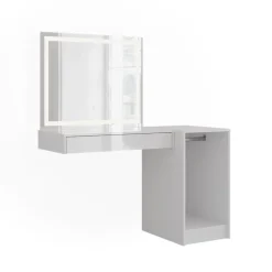 Schminktisch Sherry Weiß/Weiß Hochglanz 120 cm 3 Teile Vicco