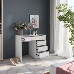 Schminktisch Sherry Weiß/Weiß Hochglanz 89.8 cm Vicco