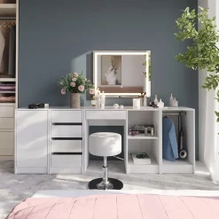 Schminktisch Sherry Weiß/Weiß Hochglanz 89.8 cm Vicco