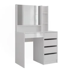 Schminktisch Sherry Weiß/Weiß Hochglanz 89.8 cm 3 Teile Vicco