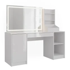 Schminktisch Sherry Weiß/Weiß Hochglanz 158.2 cm 3 Teile Vicco