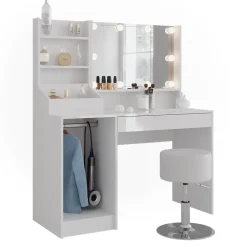 Schminktisch Sherry Weiß/Weiß Hochglanz 119.8 cm 5 Teile Vicco