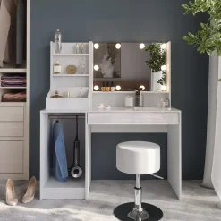 Schminktisch Sherry Weiß/Weiß Hochglanz 119.8 cm 5 Teile Vicco