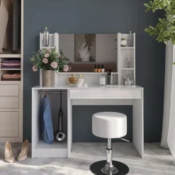 Schminktisch Sherry Weiß/Weiß Hochglanz 119.8 cm 5 Teile Vicco