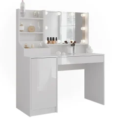 Schminktisch Sherry Weiß/Weiß Hochglanz 119.8 cm 4 Teile Vicco