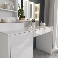 Schminktisch Sherry Weiß/Weiß Hochglanz 119.8 cm 4 Teile Vicco
