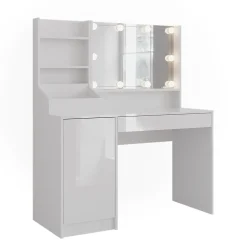 Schminktisch Sherry Weiß/Weiß Hochglanz 119.8 cm 4 Teile Vicco