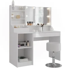 Schminktisch Sherry Weiß/Weiß Hochglanz 119.8 cm 5 Teile Vicco