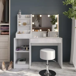 Schminktisch Sherry Weiß/Weiß Hochglanz 119.8 cm 5 Teile Vicco