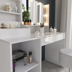 Schminktisch Sherry Weiß/Weiß Hochglanz 119.8 cm 5 Teile Vicco