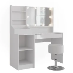 Schminktisch Sherry Weiß/Weiß Hochglanz 119.8 cm 5 Teile Vicco