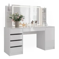 Schminktisch Sherry Weiß/Weiß Hochglanz 158.2 cm 4 Teile Vicco