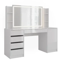 Schminktisch Sherry Weiß/Weiß Hochglanz 158.2 cm 4 Teile Vicco