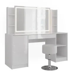 Schminktisch Sherry Weiß/Weiß Hochglanz 158.2 cm 5 Teile Vicco
