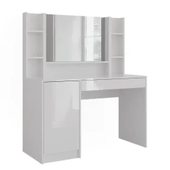 Schminktisch Sherry Weiß/Weiß Hochglanz 119.8 cm 4 Teile Vicco