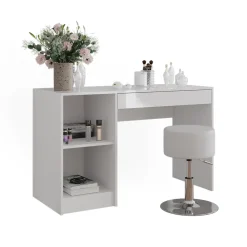 Schminktisch Sherry Weiß/Weiß Hochglanz 119.8 cm mit Hocker Vicco