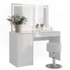 Schminktisch Sherry Weiß/Weiß Hochglanz 119.8 cm mit LED-Spiegel und Hocker Vicco