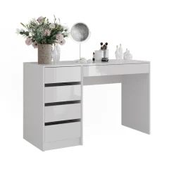 Schminktisch Sherry Weiß/Weiß Hochglanz 119.8 cm 4 Teile Vicco