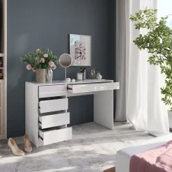 Schminktisch Sherry Weiß/Weiß Hochglanz 119.8 cm 4 Teile Vicco