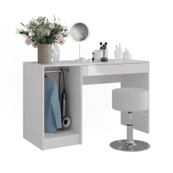 Schminktisch Sherry Weiß/Weiß Hochglanz 119.8 cm mit Hocker Vicco