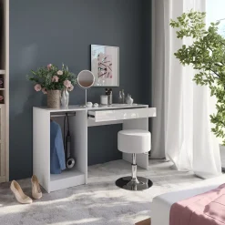 Schminktisch Sherry Weiß/Weiß Hochglanz 119.8 cm mit Hocker Vicco