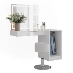 Schminktisch Sherry Weiß/Weiß Hochglanz 120 cm 4 Teile Vicco