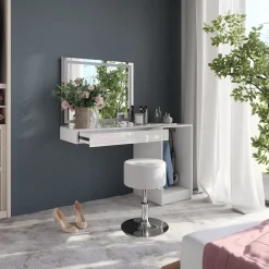 Schminktisch Sherry Weiß/Weiß Hochglanz 120 cm 4 Teile Vicco