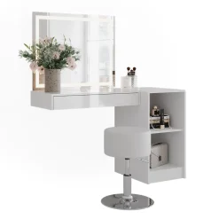 Schminktisch Sherry Weiß/Weiß Hochglanz 120 cm 4 Teile Vicco