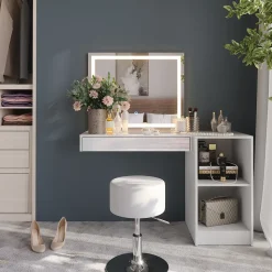 Schminktisch Sherry Weiß/Weiß Hochglanz 120 cm 4 Teile Vicco