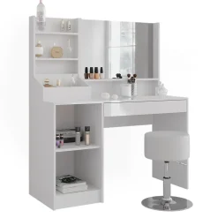 Schminktisch Sherry Weiß/Weiß Hochglanz 119.8 cm 4 Teile Vicco