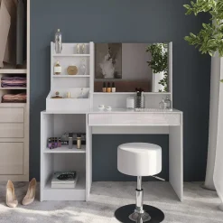 Schminktisch Sherry Weiß/Weiß Hochglanz 119.8 cm 4 Teile Vicco