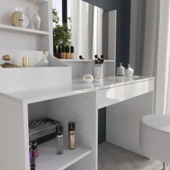 Schminktisch Sherry Weiß/Weiß Hochglanz 119.8 cm 4 Teile Vicco