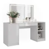 Schminktisch Sherry Weiß/Weiß Hochglanz 158.2 cm mit LED-Spiegel Vicco