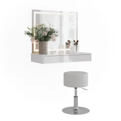 Schminktisch Sherry Weiß/Weiß Hochglanz 120 cm 3 Teile Vicco