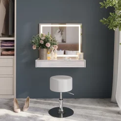 Schminktisch Sherry Weiß/Weiß Hochglanz 120 cm 3 Teile Vicco