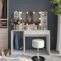 Schminktisch Sherry Weiß/Weiß Hochglanz 119.8 cm 5 Teile Vicco