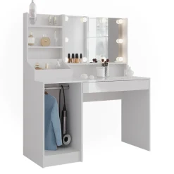 Schminktisch Sherry Weiß/Weiß Hochglanz 119.8 cm 4 Teile Vicco