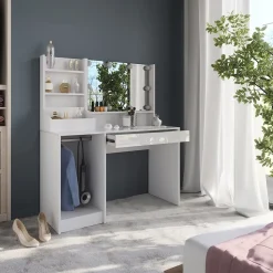 Schminktisch Sherry Weiß/Weiß Hochglanz 119.8 cm 4 Teile Vicco