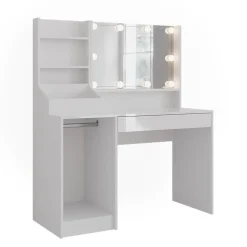 Schminktisch Sherry Weiß/Weiß Hochglanz 119.8 cm 4 Teile Vicco