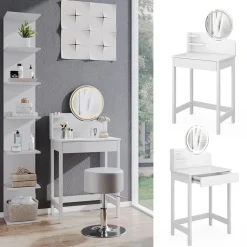 Schminktisch Surrey Weiß 60 cm mit LED-Spiegel Vicco