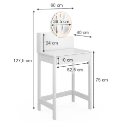 Schminktisch Surrey Weiß 60 cm mit LED-Spiegel Vicco